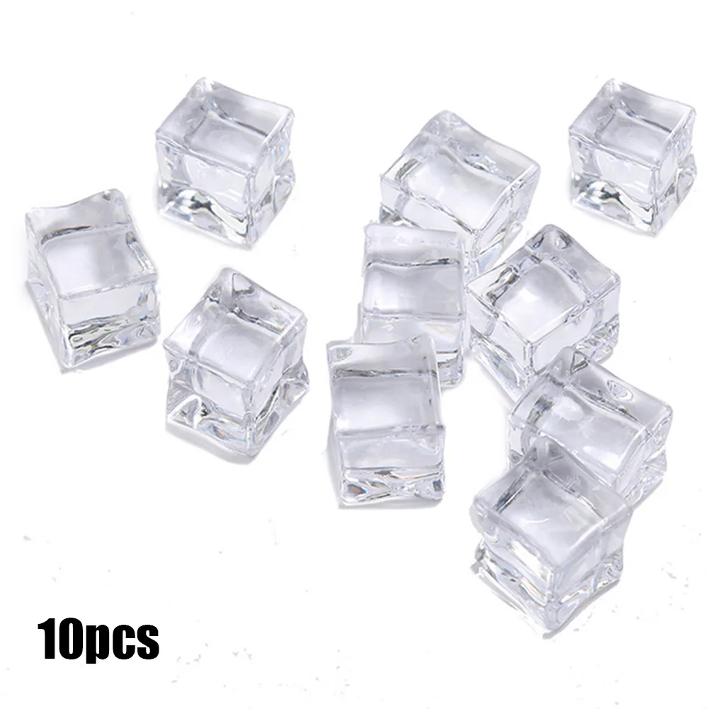 

10 Pcs Fake Artificial Acrylic Ice Cubes Crystal 2cm Square Clear Display For Home Decor Party Decoration Accessories