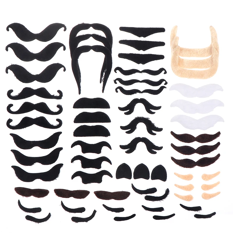 

48pcs Funny Costume Mustache Pirate Halloween Fake Beard Whisker Party Supplies