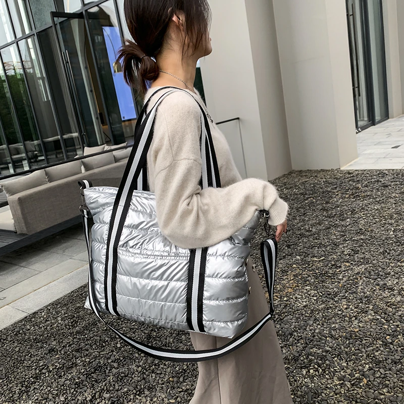 

2021 Winter New Big Shoulder Bags Space Cotton Padded Handbags Woman Large Capacity Tote Bags Ladies Shopper Bolsa Feminina