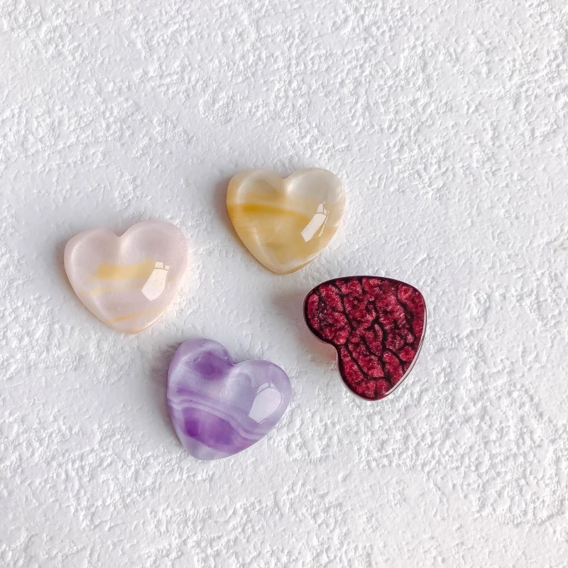Resin Plastic Flat Back Heart Shape Clear Spacer Pendant Earring Charms Accessories Jewelry Component Diy Handmade 10pcs - купить по