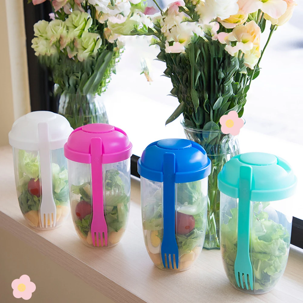 

DIY Breakfast Oatmeal Cereal Salad Cup Cereal Nut Yogurt Seal Container Set With Fork Sauce Cup Lid Bento Food Taper Lunch Box