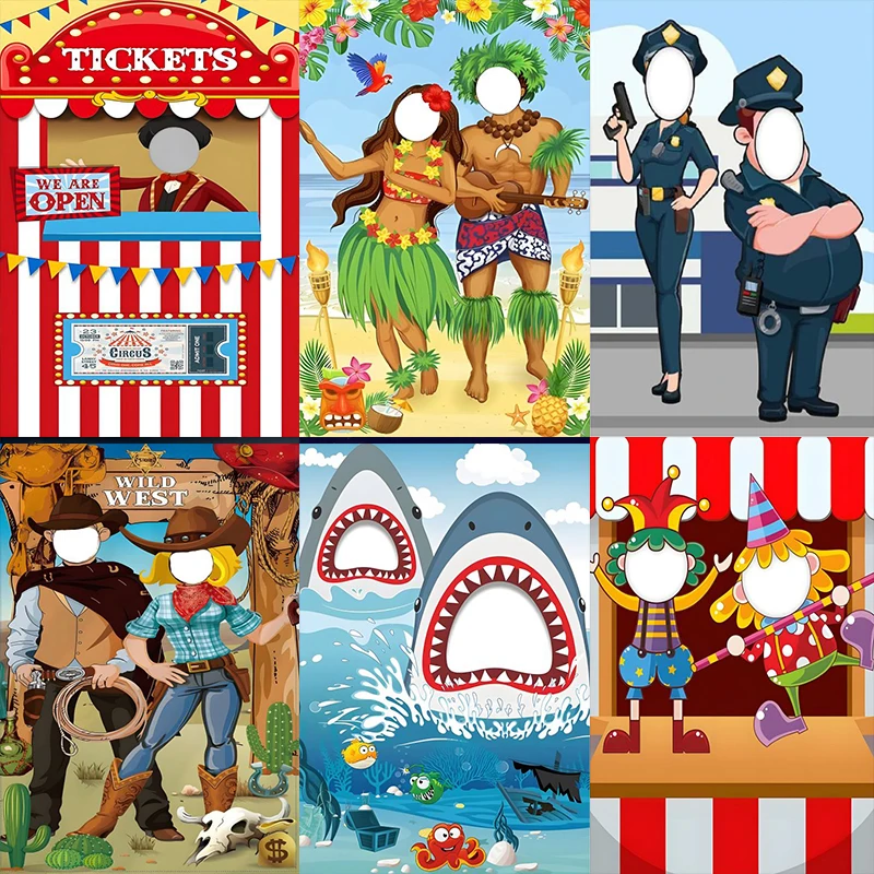 Фон для фотосъемки с изображением лица в отверстии на день рождения