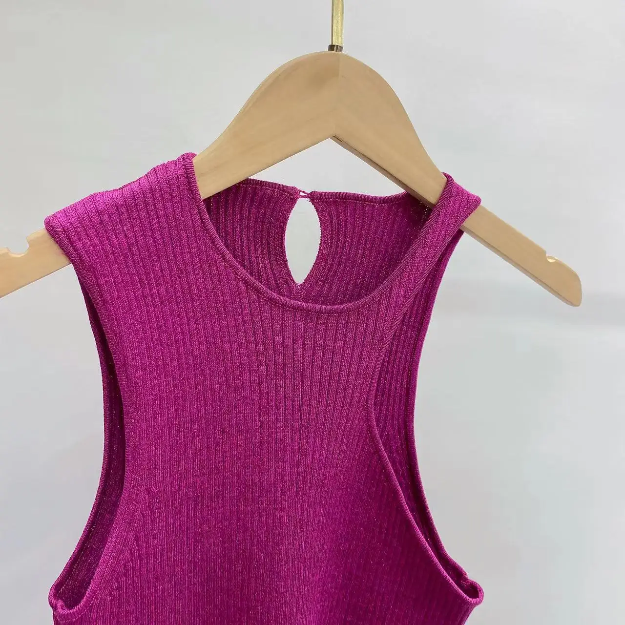 

Women's Vest Asymmetric Elasticity Solid Slim O-Neck Sleeveless Knitting Sling Sexy Spring Summer 2023