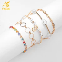 5pcs 2022 summer bracelets for women pearl bracelet handmade korean jewelry woman gift offers with free shipping