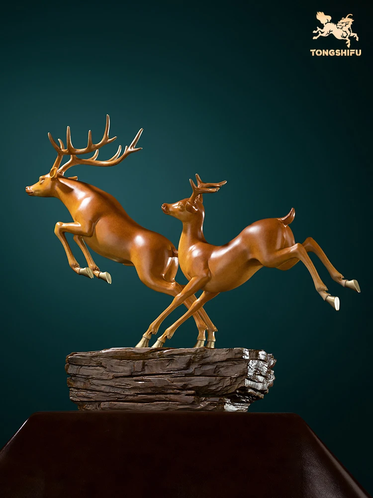 

Copper decoration "Fu Lu double to" home accessories copper crafts deer living room tabletop gift