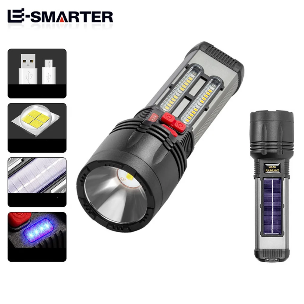 

Solar Power P50 Rechargeable LED Tacticals Flashlight Waterproof Torch 7 Modes For Camping Climbing Outdoor Hiking Tools