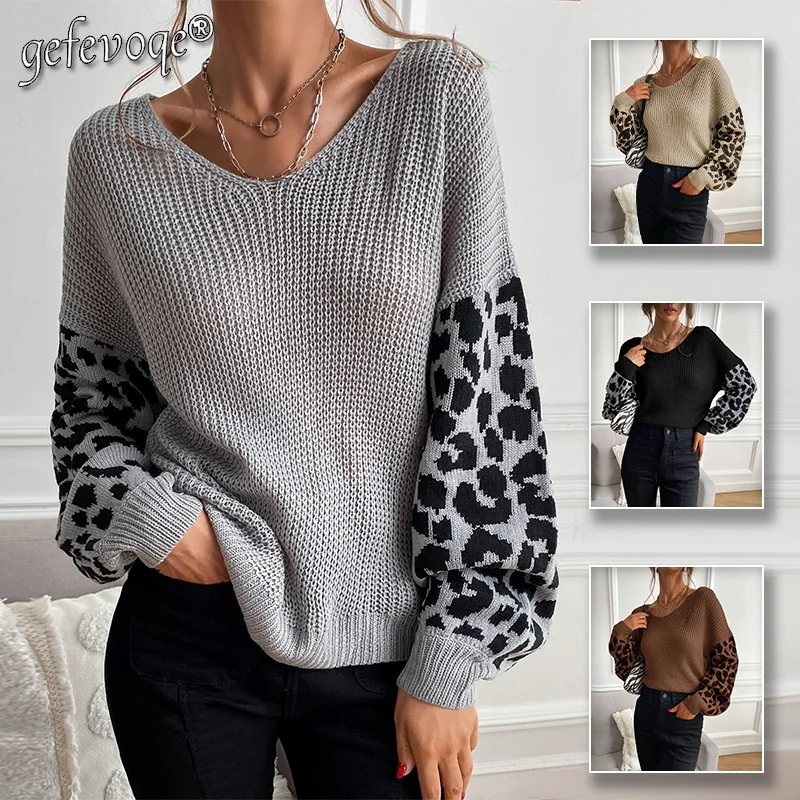 Новый товар вязаный пуловер с V-образным вырезом блузка Свободный Топ
