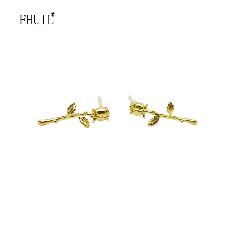 

Rose Stud Earrings for Women 2023 Trending Gold Plated Pendientes Ear Piercing Fashion Jewelry Girl Gift Wedding Accessories