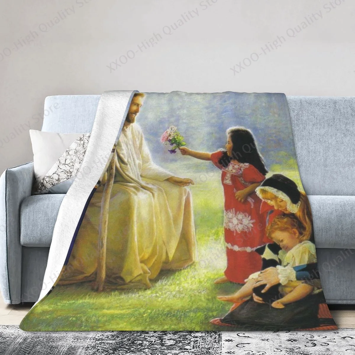 

Multi Size Art Kind Blessed Virgin Mary Soft Flannel Jesus Mother Home Bedroom Bed Cozy Home Hiking Four Seasons Warm Blanket
