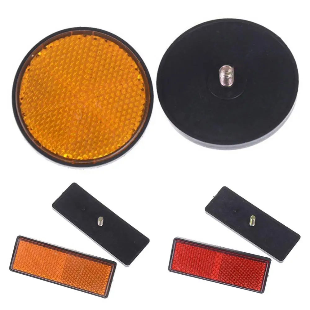 

2Pcs Rectangle Round Car Motorcycle Bike Caravan Lorry Screw On Safety Reflector