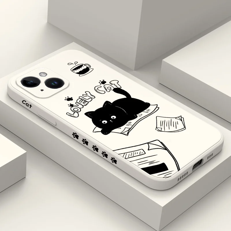 Кофейный кот чехол для телефона iPhone 14 13 12 11 X XR XS SE2 SE2020 8 7 6 6S Plus Pro Max Mini силиконовый чехол