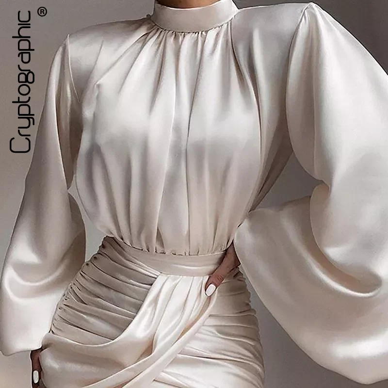 

Cryptographic Black Bubble Long Sleeve Mini Dresses Turtleneck Party Night Club Elegant Bodycon Dress 2020 Fashion Vestido