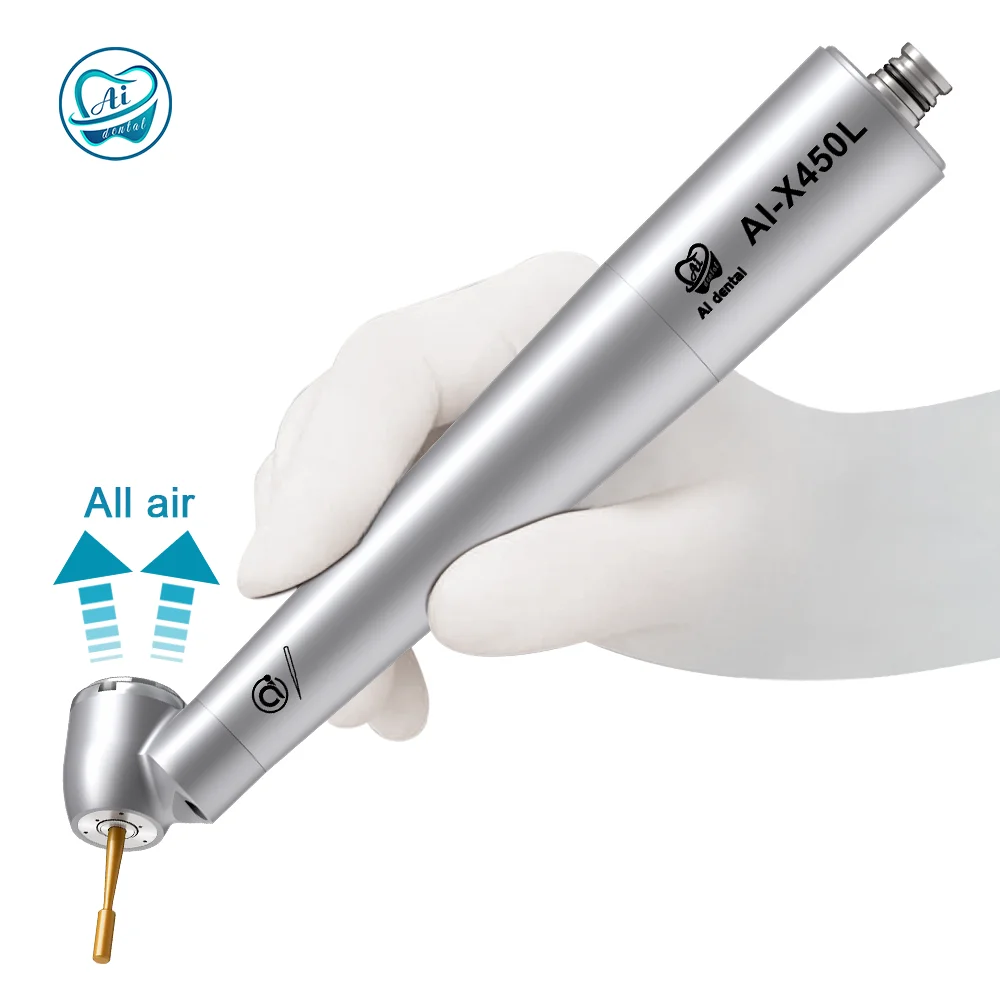 

AI-X450L Dental 45 Degree Mini Head Surgical Air Turbine Handpiece High Speed Stainless Body N-Type Led Fiber Optic Hand Piece