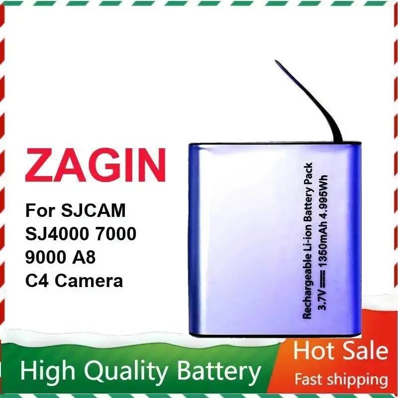 Фото Zagin для Sjcam SJ4000 7000 9000 A8 C4 аккумулятор для камеры 1350 мАч безопасный и надежный сильная совместимость №2