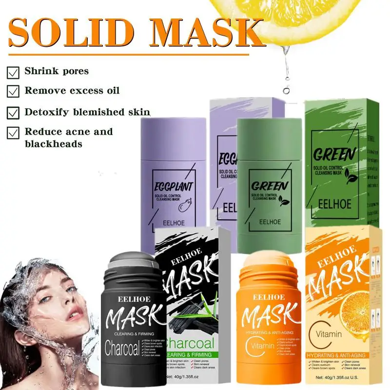 

Green Tea Mask Stick Beauty Skin Care VC Charcoal Mask Cleans Pores Dirt Acne Blackhead Remove Moisturizing Whitening Cosmetics
