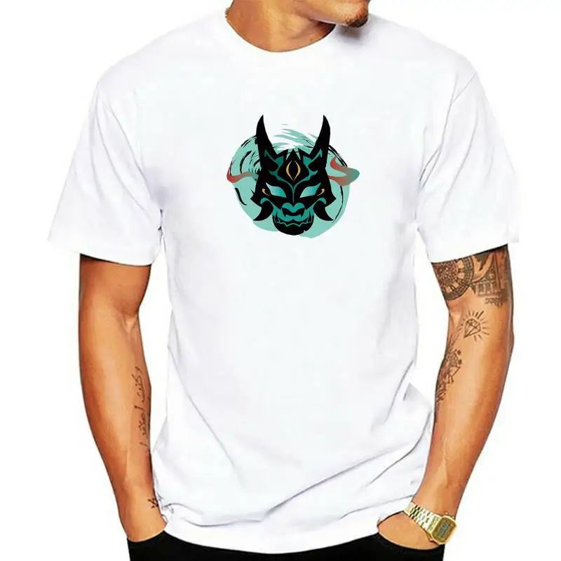 

Funny Genshin Impact Xiao Mask Fangs Graphic T Shirt Men Women Game Tee Shirt Unisex Cool Summer Tops Harajuku Cartoon T-shirt