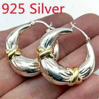 fonect exquisitely engraved 925 silver plated gold x two tone earrings gift party jewelry