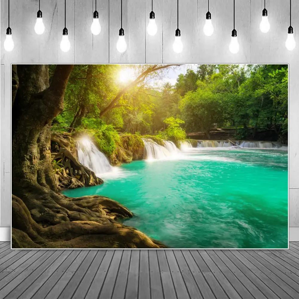 

Waterfall Forest Photography Backgrounds Spring Nature Scenery Lake Tree Stream Landscape Backdrop Photographic Portrait Props