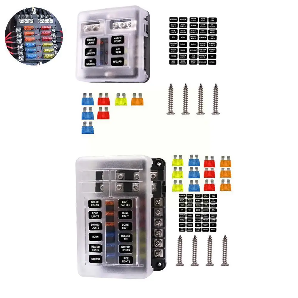 

12 Ways 6 Ways Fuse Block With LED Indicator Connector Switch Holder Fuse 32V Car Light Fuse Box Marine Auto 12V Z4N7