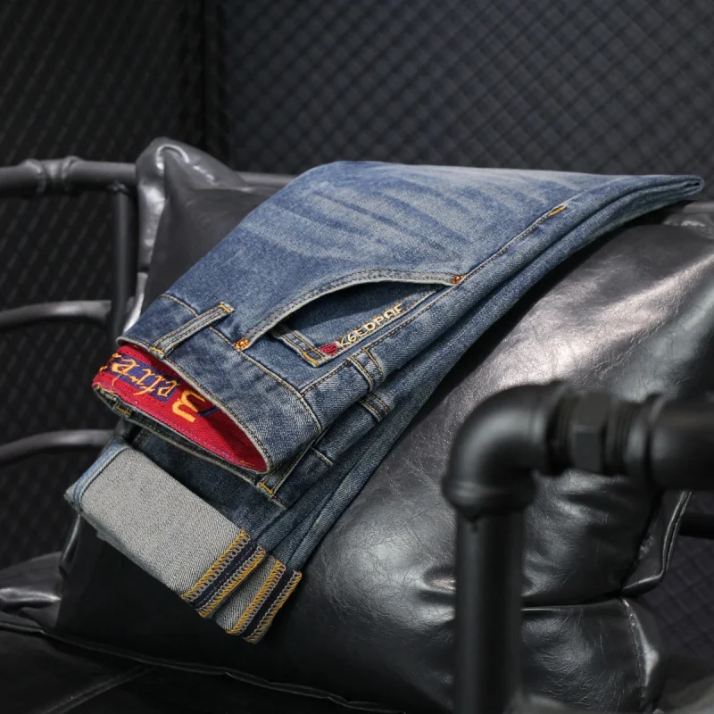 Мужские ретро джинсы с ностальгическим эффектом весна-осень 2024 высококлассные