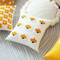 daisy flower embroidery pillow cover nordic cotton cushion cover 4545 living room sofa light luxury decorative pillow case