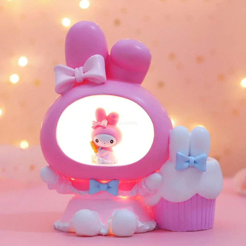 

Sanrio Kuromi Led Light Anime Action Figure Melody Kawaii Cartoon Ornament Bedroom Night Light Bedside Lamp Decoration Toys Gift