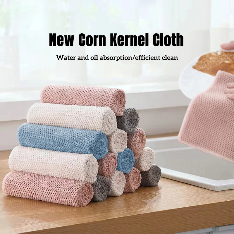 

3/6/9PCS Kitchen Towels Anti-grease Dishcloth Efficient Absorbent Corn Kernel Rags Microfiber Cleaning Cloth Kitchen Gadgets
