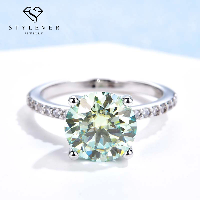 

Stylever Real 1-3CT Green Moissanite Diamond Gemstone Promise Rings for Women 925 Sterling Silver Engagement Ring Fine Jewelry