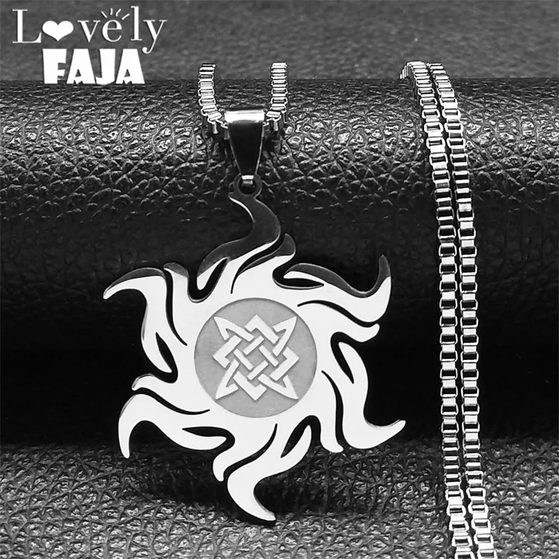 

Stainless Steel Nordic Viking Celtic Knot Cross Amulet Pendant Necklace for Women Irish Men's Lucky Odin Chain Necklaces Jewelry
