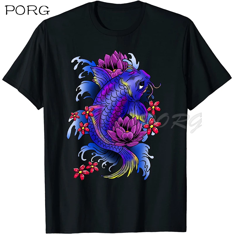 

Koi Fish Man Woman Anime T-Shirt Kawaii Japanese Harajuku Fashion Short Sleeves Casual New Men Tshirt Fashion Women's Shirt 2022