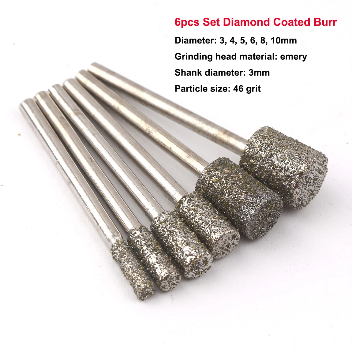 Набор сверл с алмазным покрытием 6 шт. набор для шлифовки гравировки хвостовиком 3