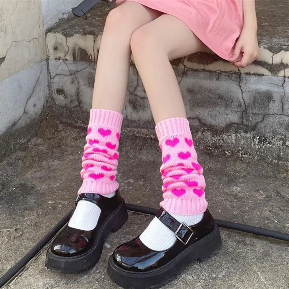 

Heart Arm Warmers Thermal Knee Pads Fingerless Elbow Mittens Knitted Long Gloves Ankle Protection False Sleeves