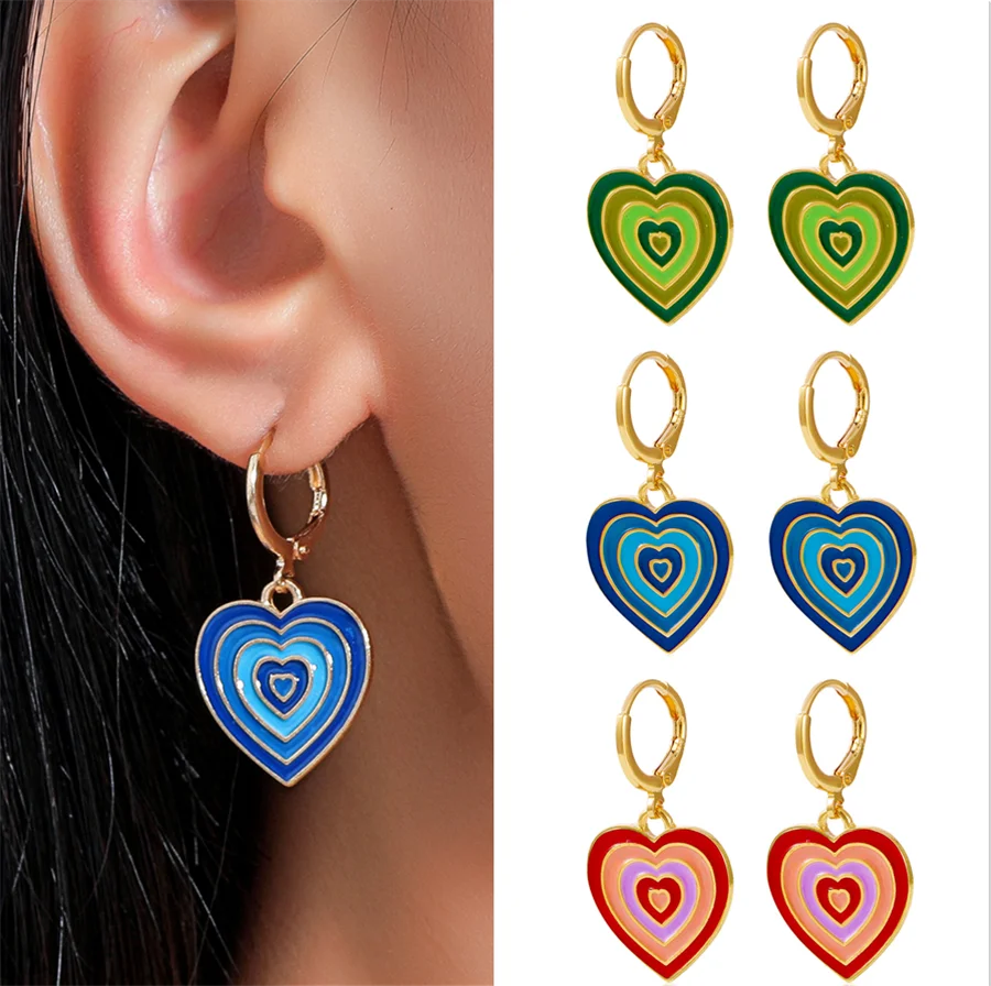 

The New Lady Cute Round Similing Face Huggies Hoop Earrings for Women Fashion Girls Multicolor Enamel Hanging Earrings Wholesale