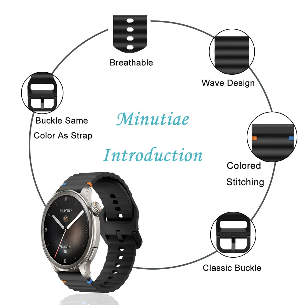 Фото Браслет, совместимый с Amazfit Balance/GTR 4 3 2/GTR 3 Pro/BIP 5/BIP 5 Unity, универсальный ремешок 22 мм для Amazfit Balance, диаметр 46 мм №2