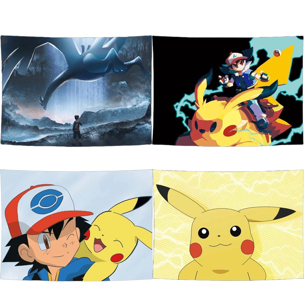 

Pokemon Pikachu Mewtwo Ash Ketchum Kids Bedroom Wall Covering Tapestry Hanging Cloth Anime Cartoon Background Cloth Decoration