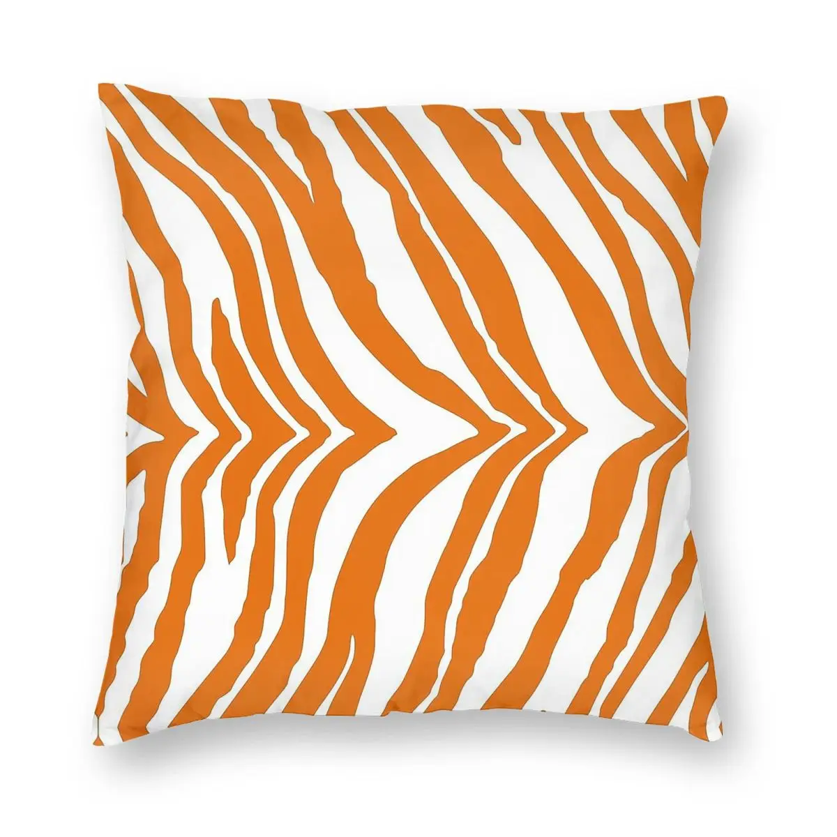 Фото Квадратная наволочка Zebra Burnt Orange White из полиэстера, льна и бархата, креативная декоративная наволочка для подушки, чехол для автомобильной подушки 18 дюймов №5