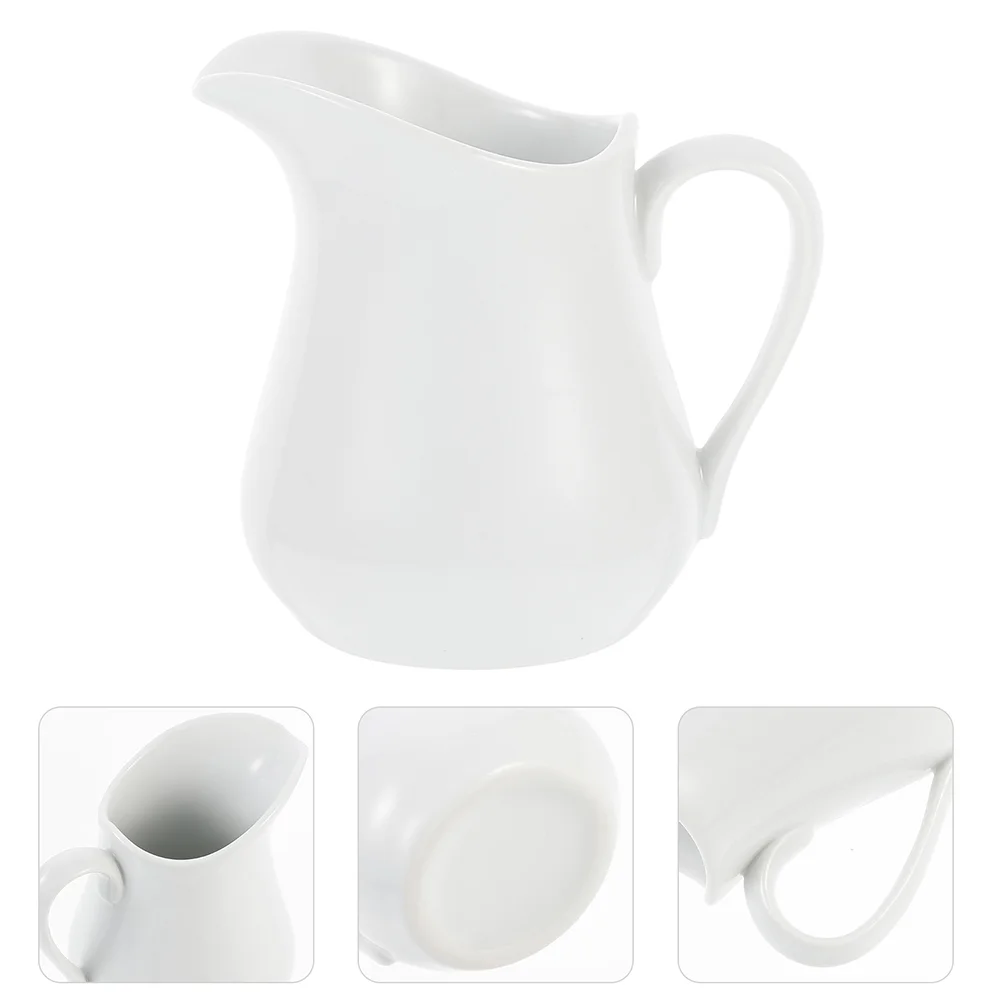 

Pitcher Creamer Milk Sauce Jug Ceramic Gravy Coffee Mini Pourer Syrup Handle White Dispenser Cup Boat Frothing Soy Serving Bowl