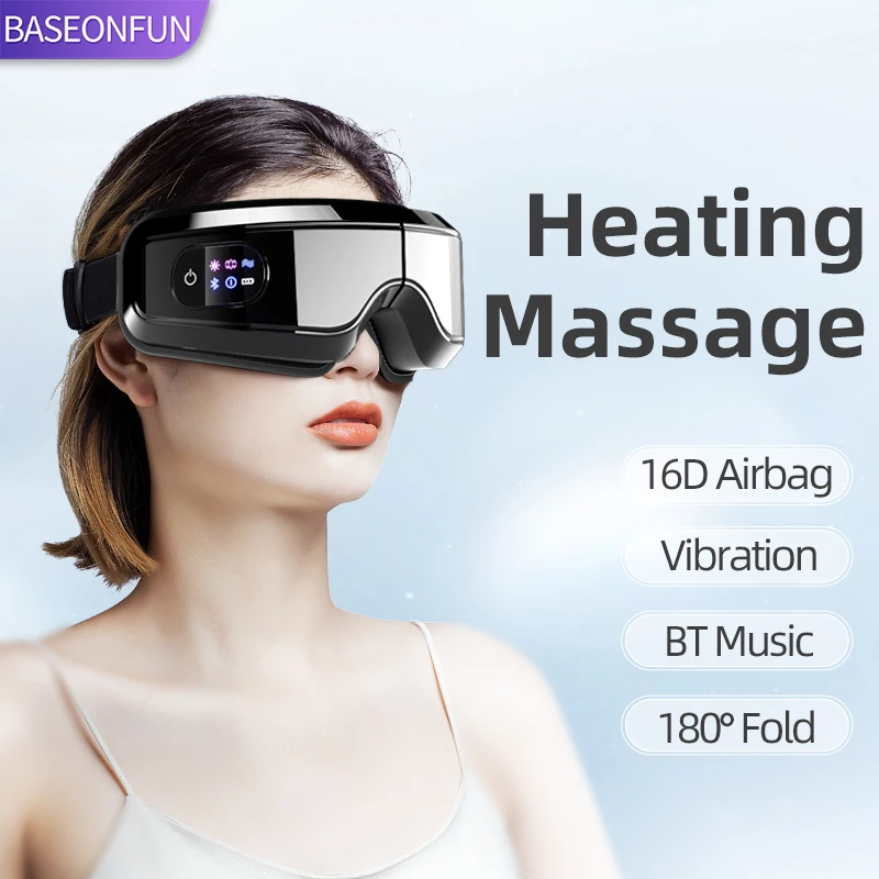 Eye Massager Heating Eyes Mask With Music Airbag Massage For Migraines, Dry Eye, Eye Strain, Dark Circles Relief Improve Sleep