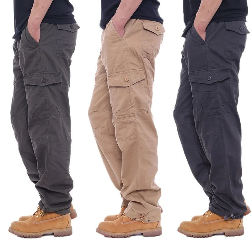 

Брюки-карго мужские однотонные, хлопковые эластичные штаны в стиле хип-хоп, много карманов, Спортивные Повседневные Y49