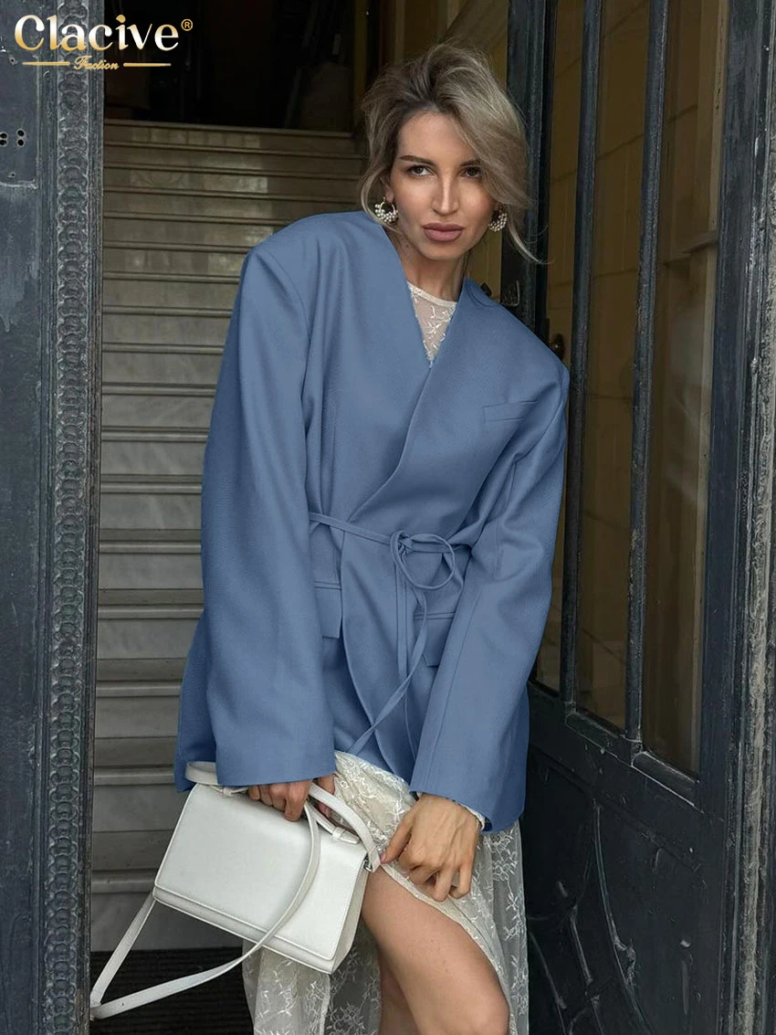 Clacive модные свободные коричневые офисные женские рубашки 2025 повседневная