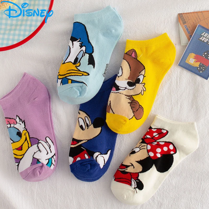 Disney Kawaii Mickey Mouse Short Woman Socks Anime Cute Donald Sweat summer cotton girl women's boat socks ankle low female Sock