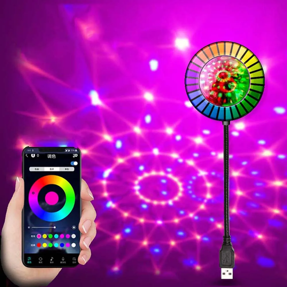 

USB Music Rhythm Magic Stage Effect Projection Lamp LED Party Disco DJ Music Rhythm Light Car Decoration Atmosphere Night Light