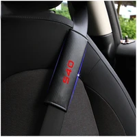 for volvo s40 car safety seat belt harness shoulder adjuster pad cover carbon fiber protection cover car styling 2pcs