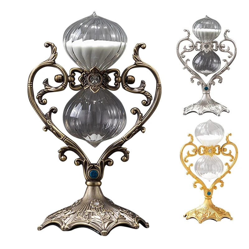 

Креативный винтажный стеклянный таймер в скандинавском стиле, часы, 60 минут, цинковый сплав, декоративная Миниатюрная модель для ремесленн...