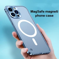 for magsafe luxury aluminium alloy phone cases for iphone 13 12 pro max 13 pro metal frame pc cover magnetic wireless charging