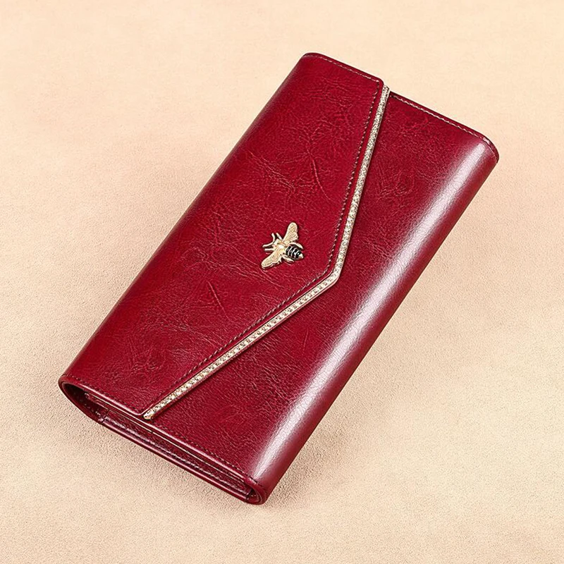 Элегантный стильный женский клатч вместительный Длинный кошелек из коровьей