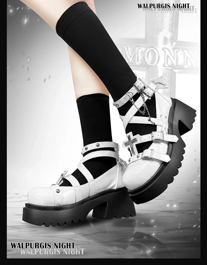 Женские туфли в стиле панк черные на платформе и высоком каблуке Y2k лето 2024