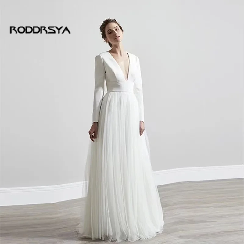 

Elegant Boho Wedding Dresses V-Neck A-Line Tulle Wedding Gown Beach Bridal Dress vestidos elegantes para mujer 2022