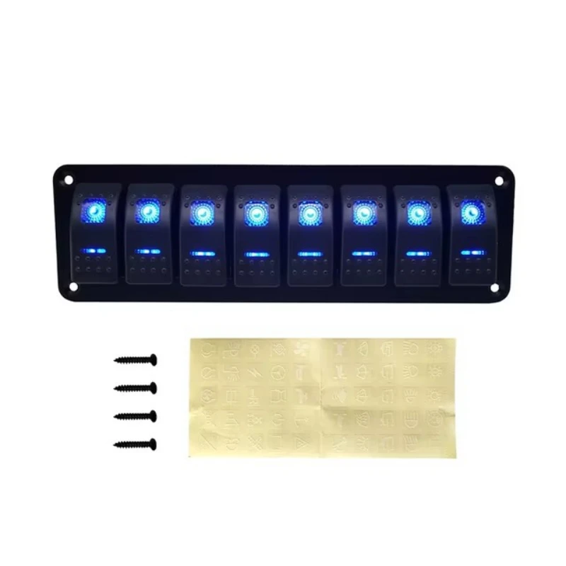 Панель переключателей 12/24 В 8-бандовый морской автомобиль лодка алюминиевый