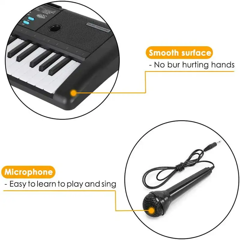 

61 клавиша портативная клавиатура фортепиано для детей и начинающих с микрофоном листовая подставка Kazoo инструменты для музыки